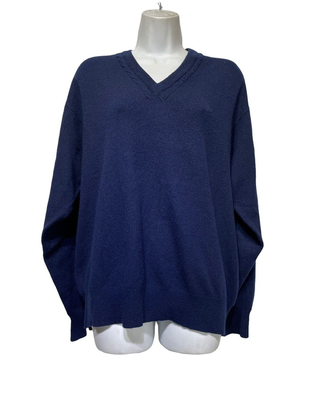 balenciaga 100% cashmere v-neck navy blue pullover sweater Size 5 DAMAGED